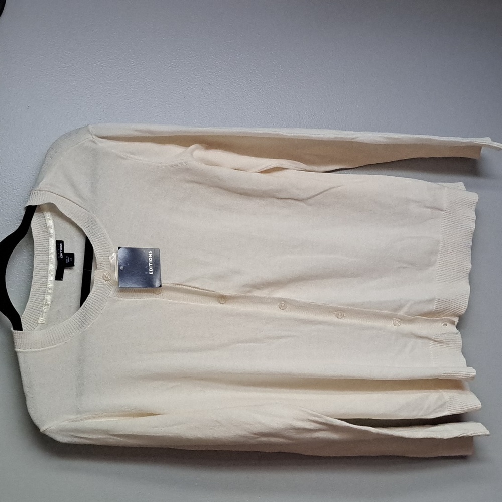 Basic Edition Cream Button Down Cardigan Sweater Size Large New PTP:22"